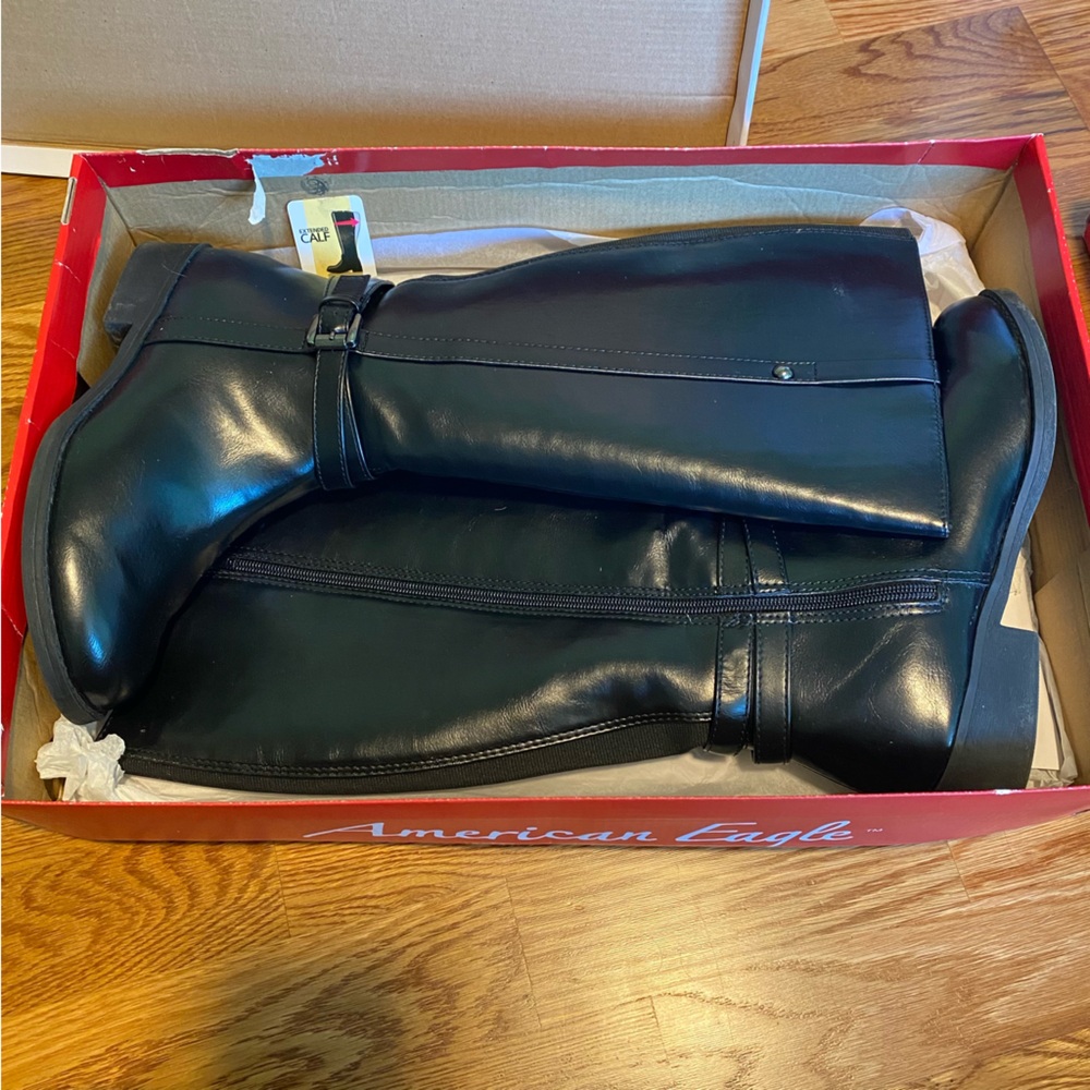 American Eagle By Payless Black Riding Boots Women’s 7 WIDE extended calf